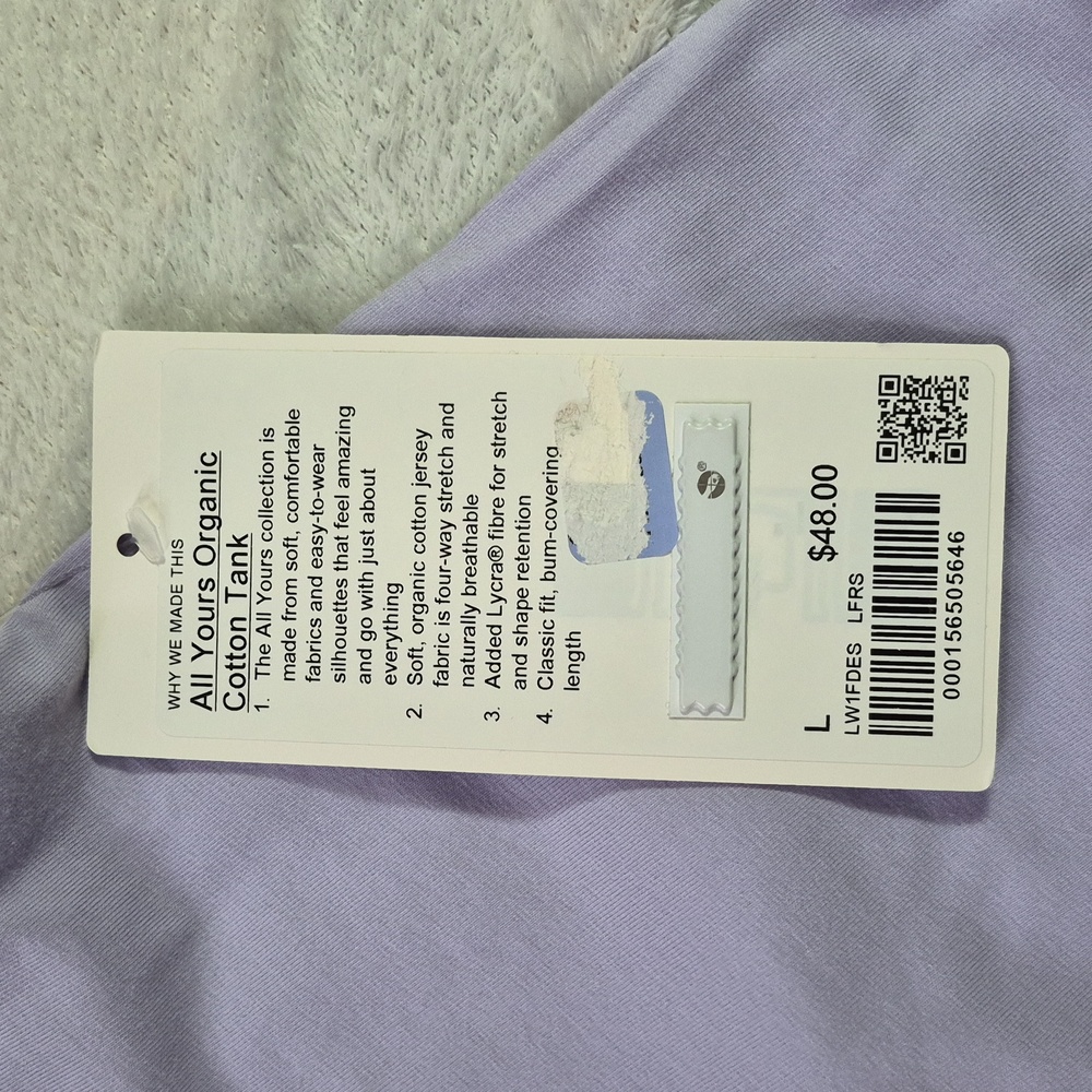 Lululemon All Yours Organic Cotton Tank Size L NWT - Picture 5 of 11